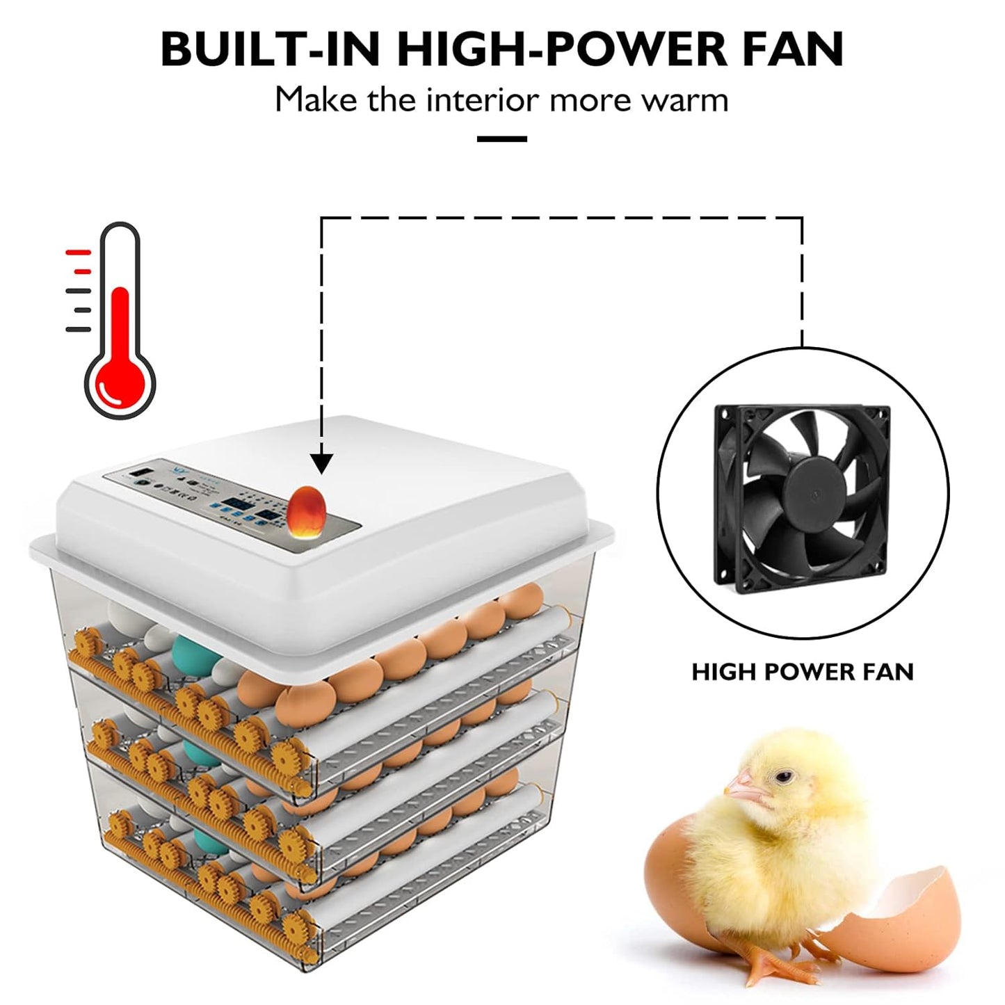 Incubadora de 100 huevos Rotacion automatica