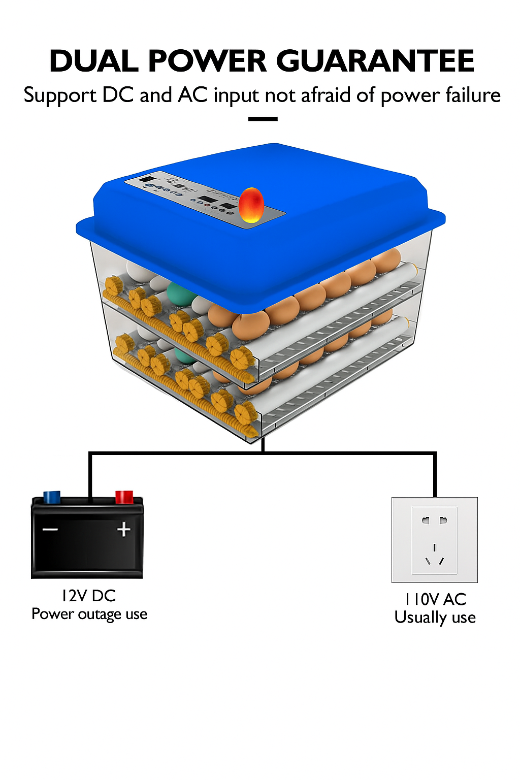 Incubadora de 160 huevos con rotacion automatica