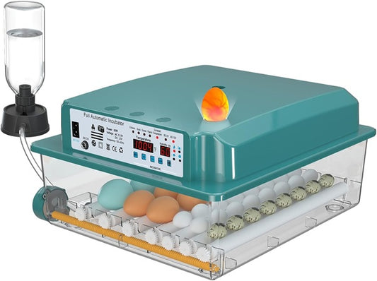 INCUBADORA 36 HUEVOS, ROTACION AUTOMATICA, CONTROL DE TEMPERATURA Y HUMEDAD