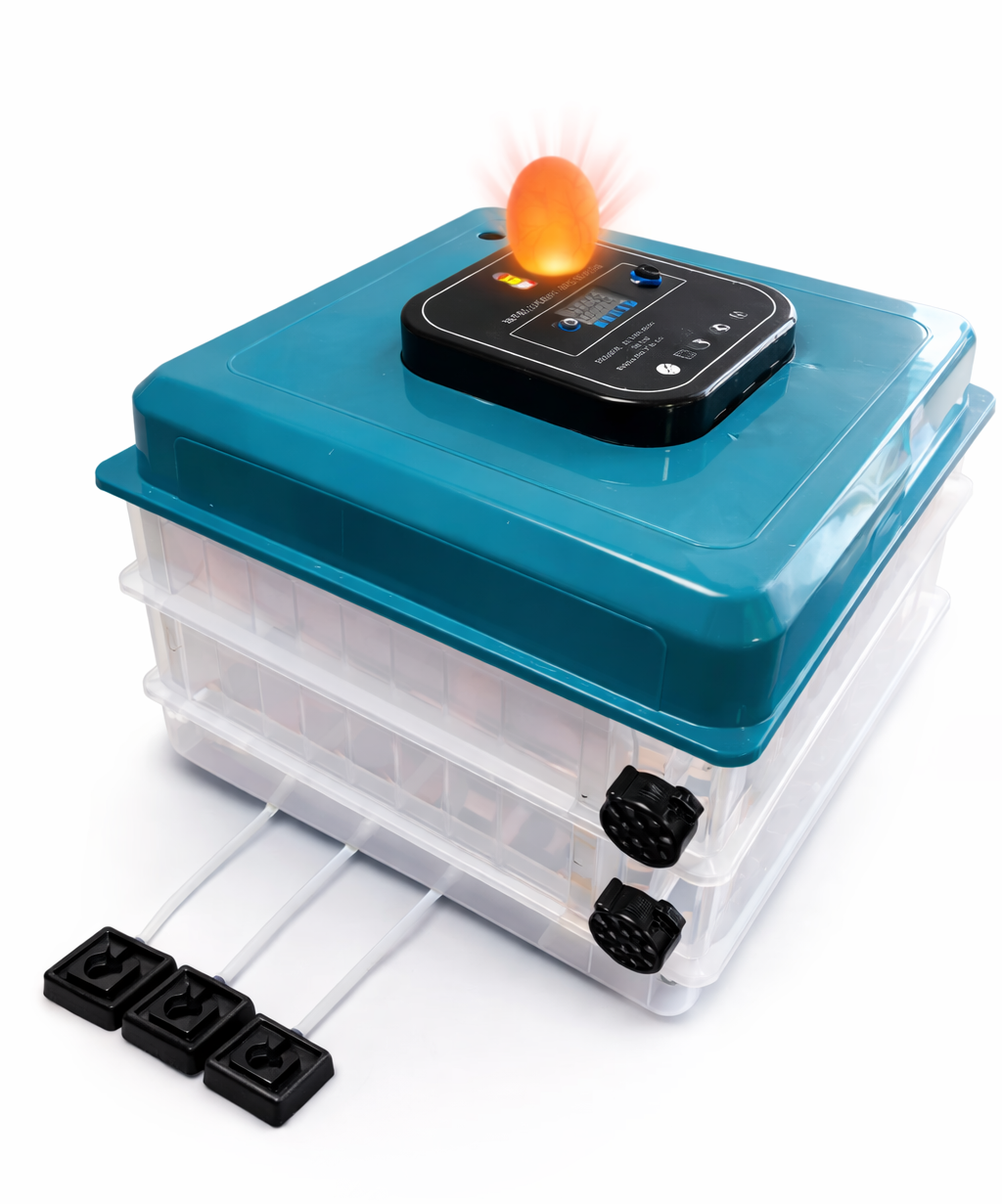 INCUBADORA 128 HUEVOS, ROTACION AUTOMATICA, CONTROL DE TEMPERATURA Y HUMEDAD