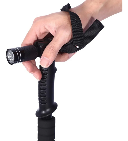 Bastón retractil en aluminio anti-shock con linterna
