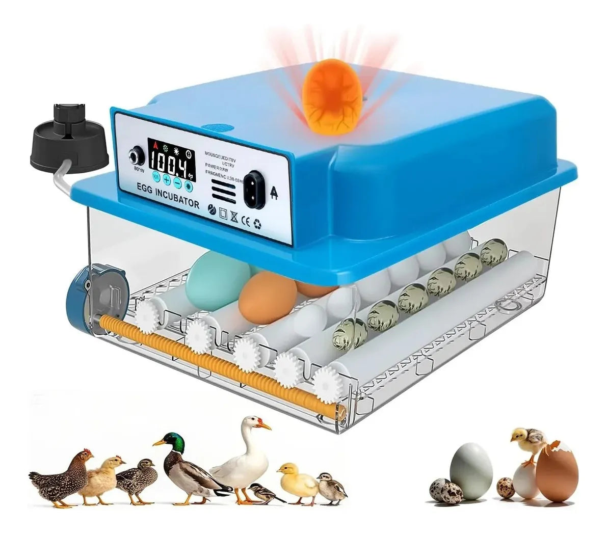 INCUBADORA 16 HUEVOS, ROTACION AUTOMATICA, CONTROL DE TEMPERATURA Y HUMEDAD