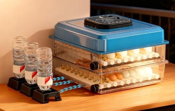 INCUBADORA 128 HUEVOS, ROTACION AUTOMATICA, CONTROL DE TEMPERATURA Y HUMEDAD