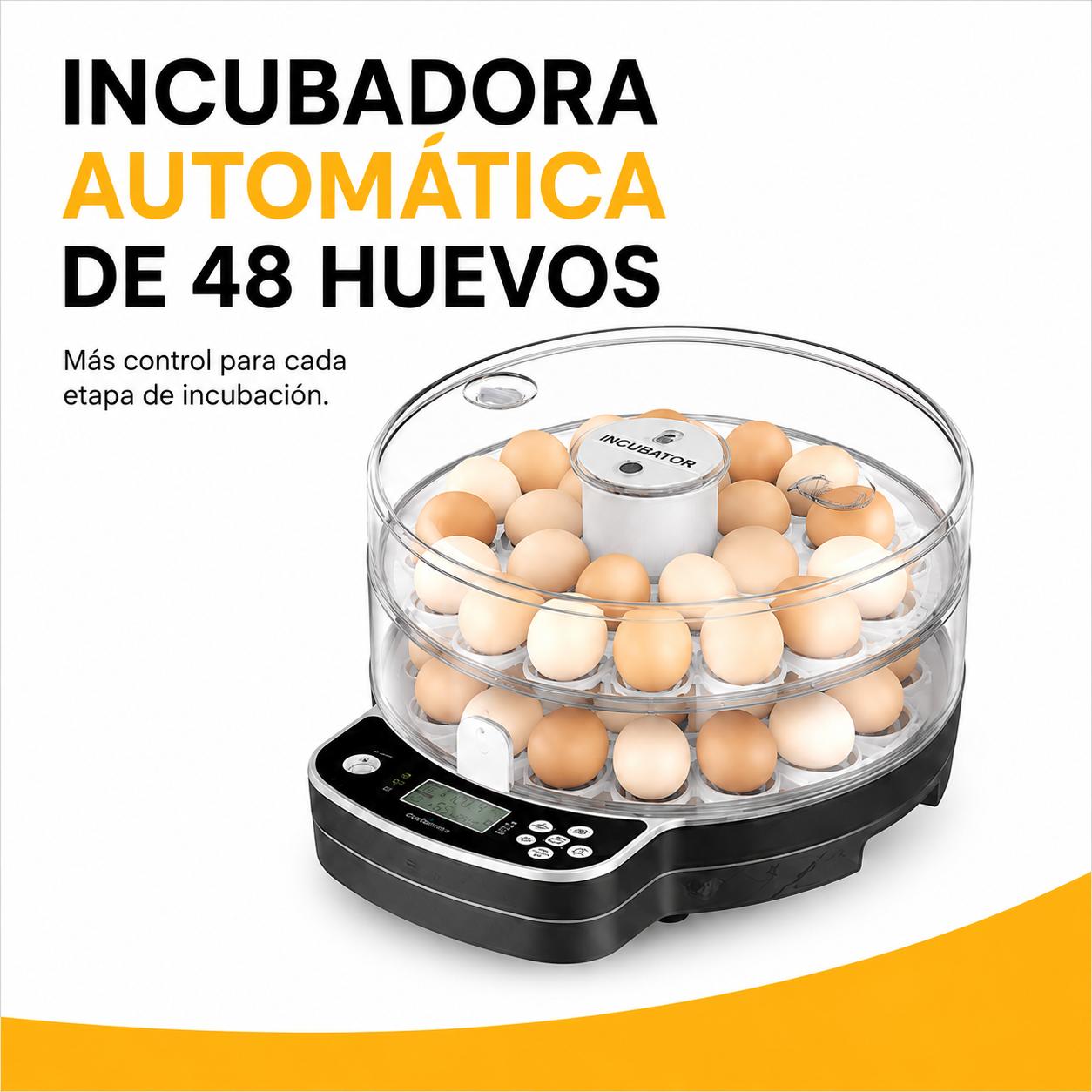INCUBADORA 48 HUEVOS | ROTACIÓN AUTOMÁTICA Y CONTROL DIGITAL
