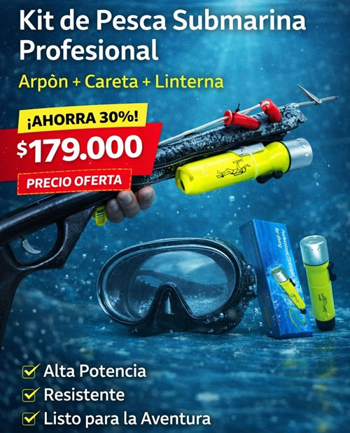 KIT dARPON DE PESCA, CARETA BUSEO Y LINTERNA