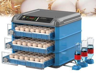 INCUBADORA 204 HUEVOS, ROTACION AUTOMATICA, CONTROL DE TEMPERATURA Y HUMEDAD