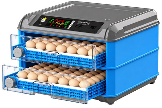 INCUBADORA 136 HUEVOS, ROTACION AUTOMATICA, CONTROL DE TEMPERATURA Y HUMEDAD