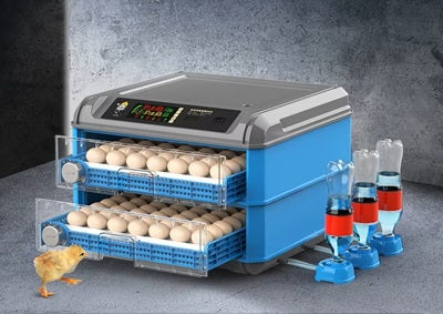 INCUBADORA 136 HUEVOS, ROTACION AUTOMATICA, CONTROL DE TEMPERATURA Y HUMEDAD